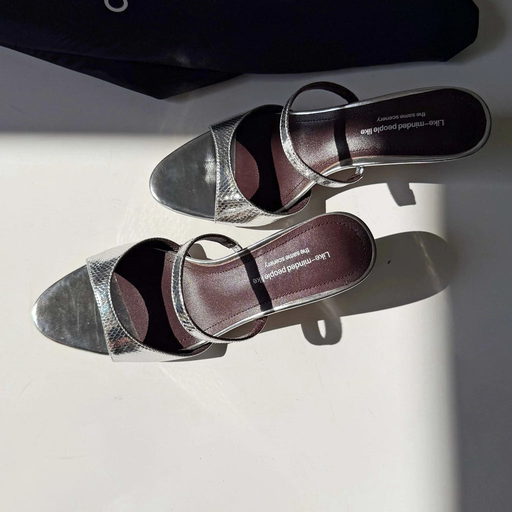 Genuine Leather Slip On Peep Toe Mules