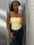 Sultry Bandage Corset Top Off Shoulder Crop With Stripe Accent