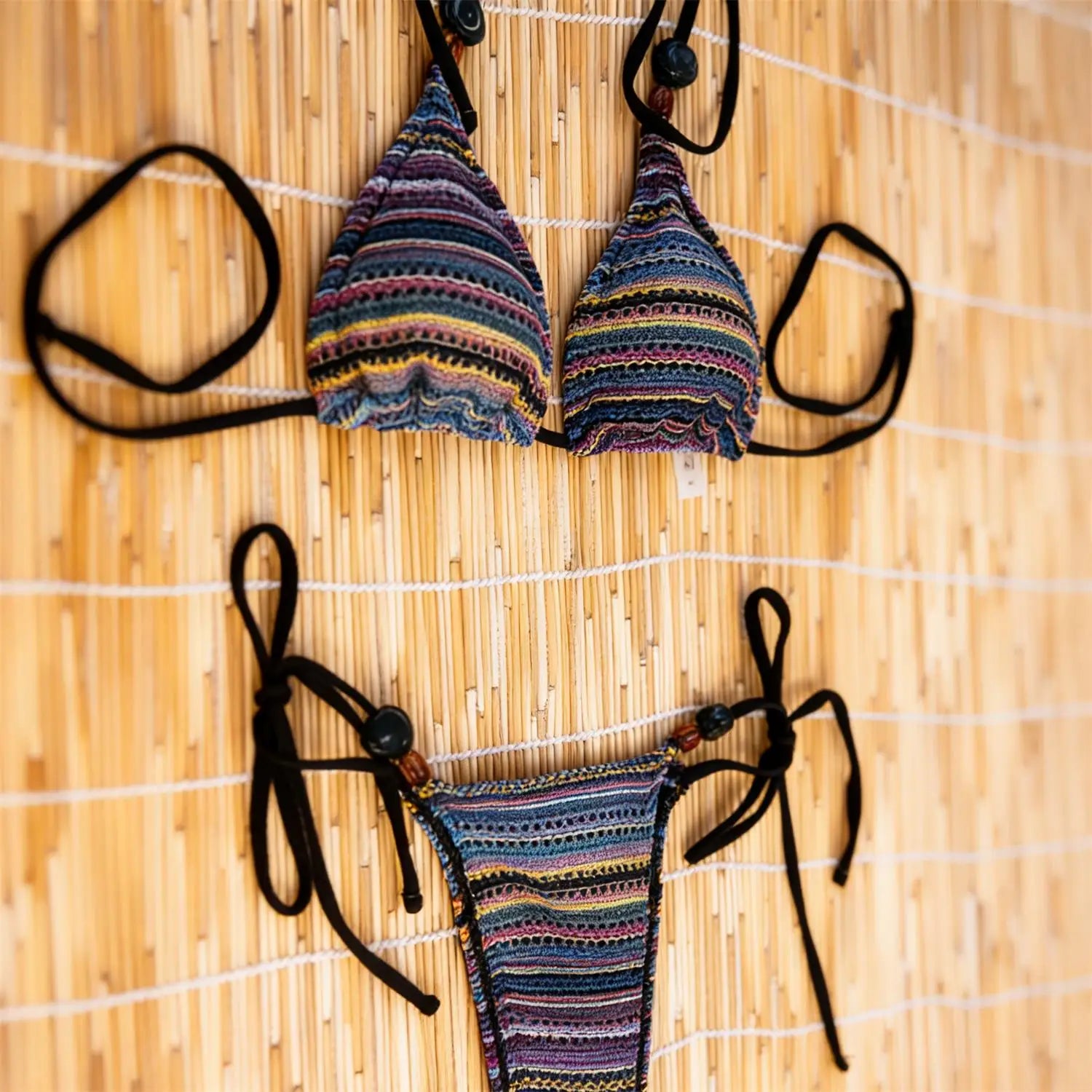Strappy Push Up Bikini With Halter Bandeau Top Two Piece Beach Swimwear Set For Women Flattering Silhouette
