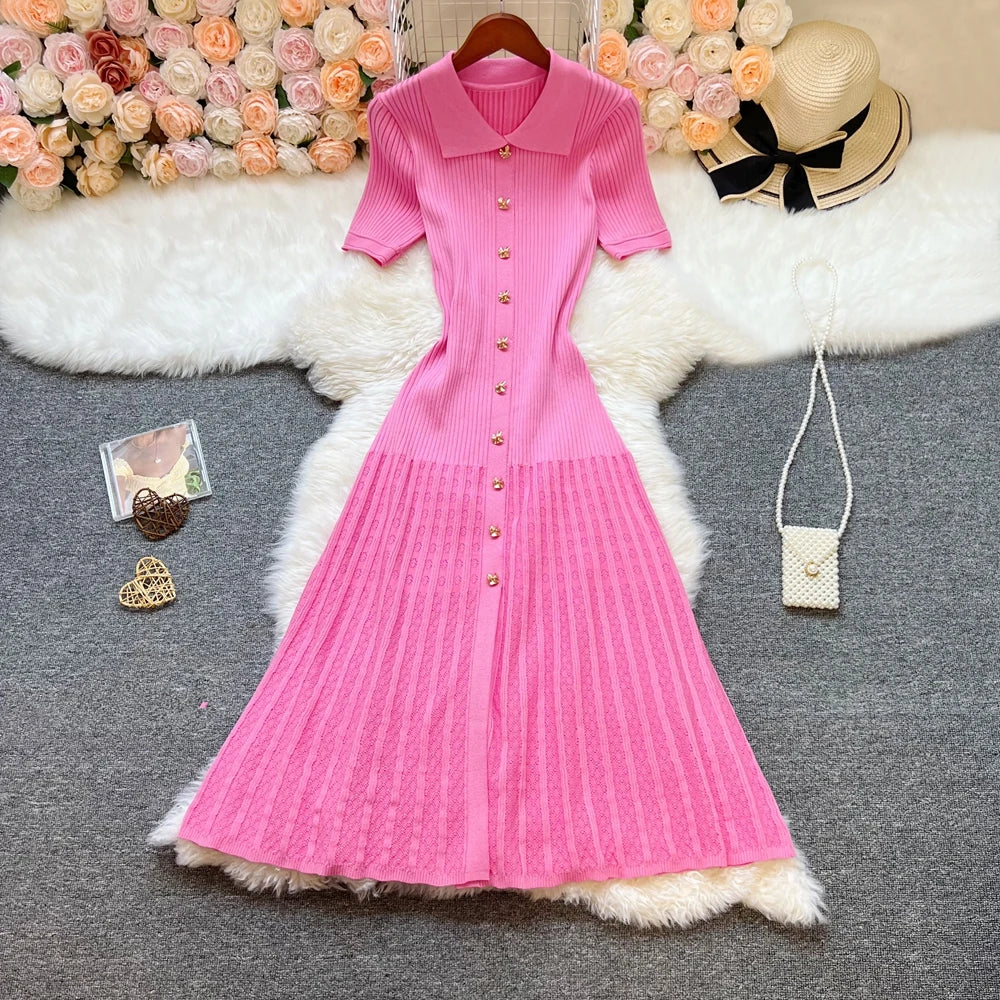 Patchwork Knitted Maxi Dress