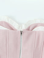Fashion Bow Chic Fish Bone Tube Sexy Slim Backless Corset Y2K Strapless Cropped Top
