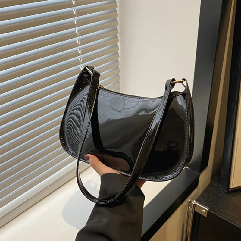 Retro Solid PU Leather Shoulder Bag For Women Chic Casual Hobo