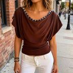 Women's Ruched O-Neck Top