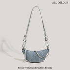 Denim Blue Crossbody Bag For Women With Harajuku Street Flair And Modern High Street Style