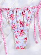 Floral Bow Pink Bikini Swimsuit For Women Low Waist Bandage Beachwear Chic Summer Bathing Suit