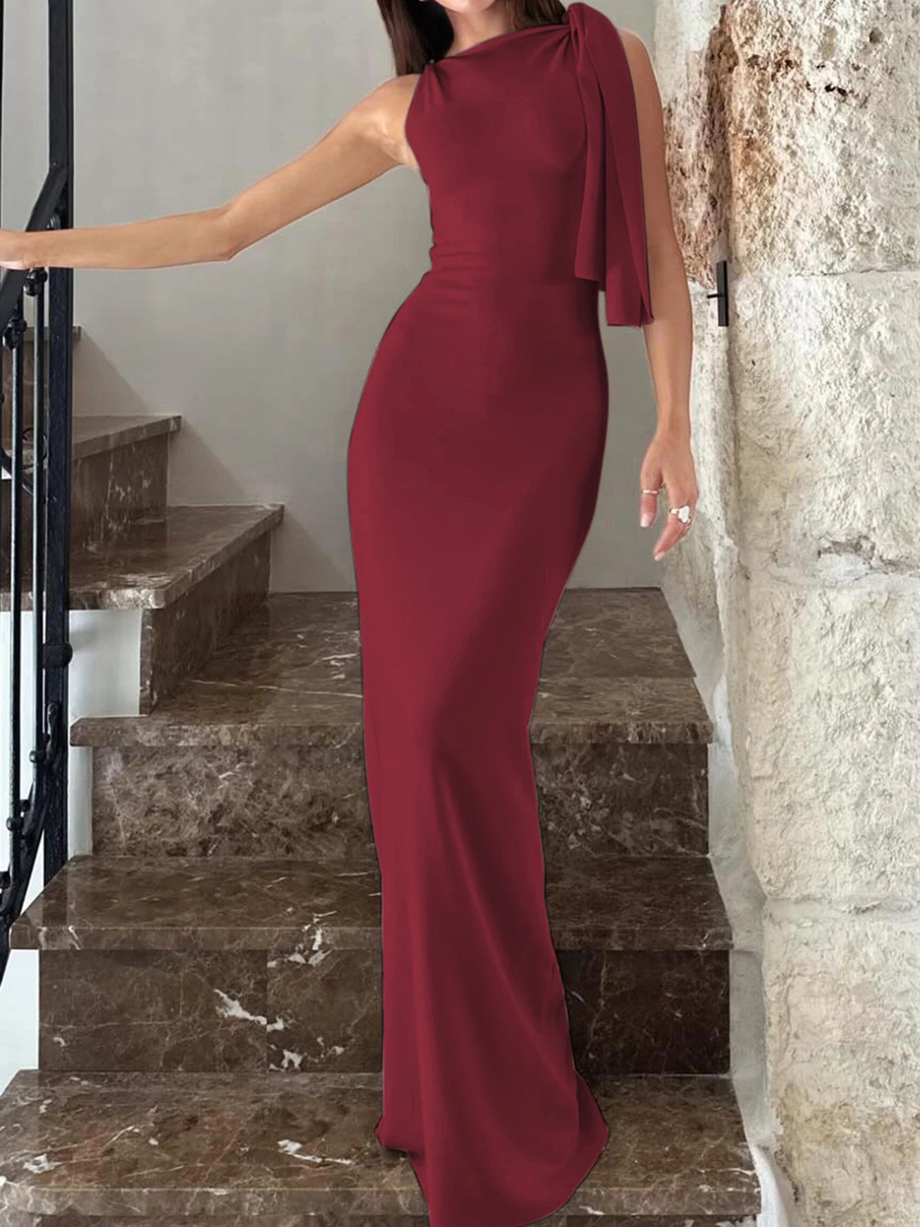Sleeveless Bodycon Maxi Dress - Patchwork O-Neck