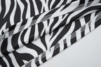 Zebra Print V Neck Backless Ruched Crop Tank Top