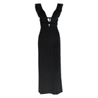 Knit Dress With Backless Hollow Out Lace Up Solid A Line Sleeveless