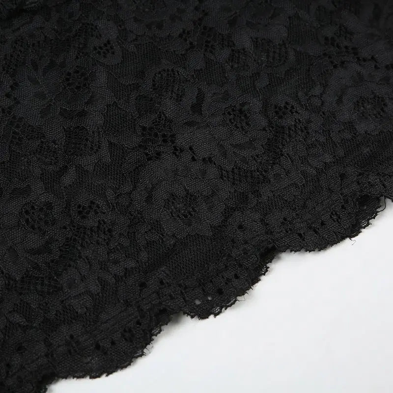 Sheer Lace Mesh Camisole Mini Dress