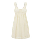 Ruffles Hem Babydoll A-line Dress Vintage Eyelet Mini Dress