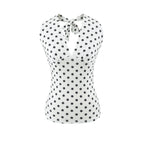 Hot Girl Spicy Two-Piece  Retro Polka Dot Necktie Top Satin High Waist Short Skirt Set