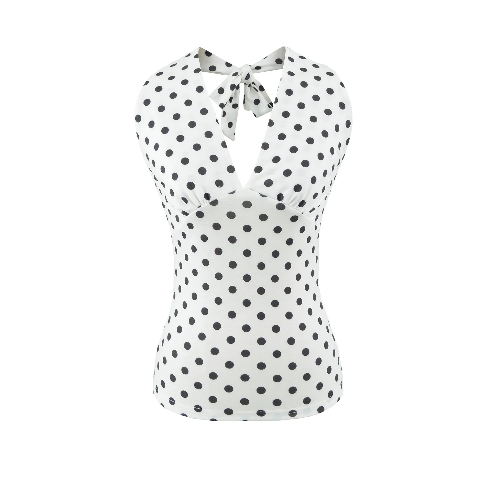 Hot Girl Spicy Two-Piece  Retro Polka Dot Necktie Top Satin High Waist Short Skirt Set
