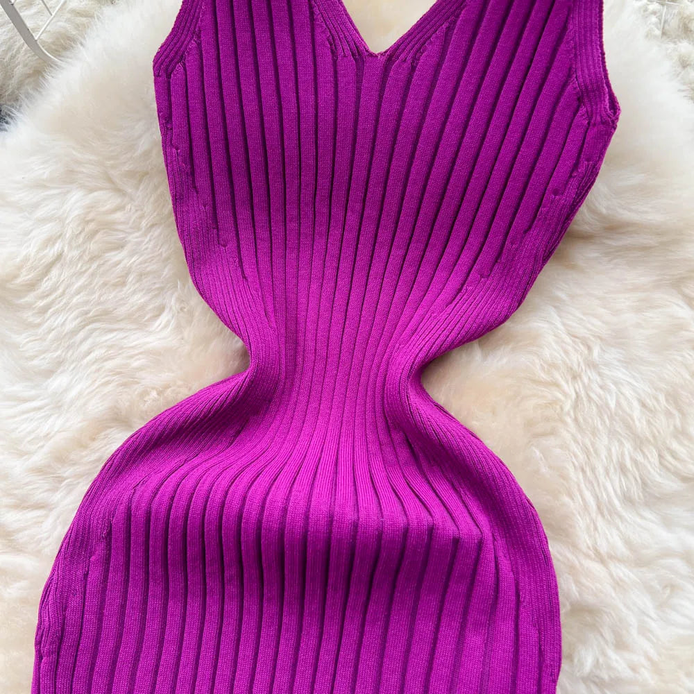 Wrap Knit Maxi Dress With Side Split