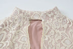 Lace Patchwork Hollow Out Mini Dress With Turtleneck And Long Flare Sleeves
