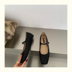 Mary Jane Flats With Square Toe Buckle Strap Retro Styled Women's Shoes