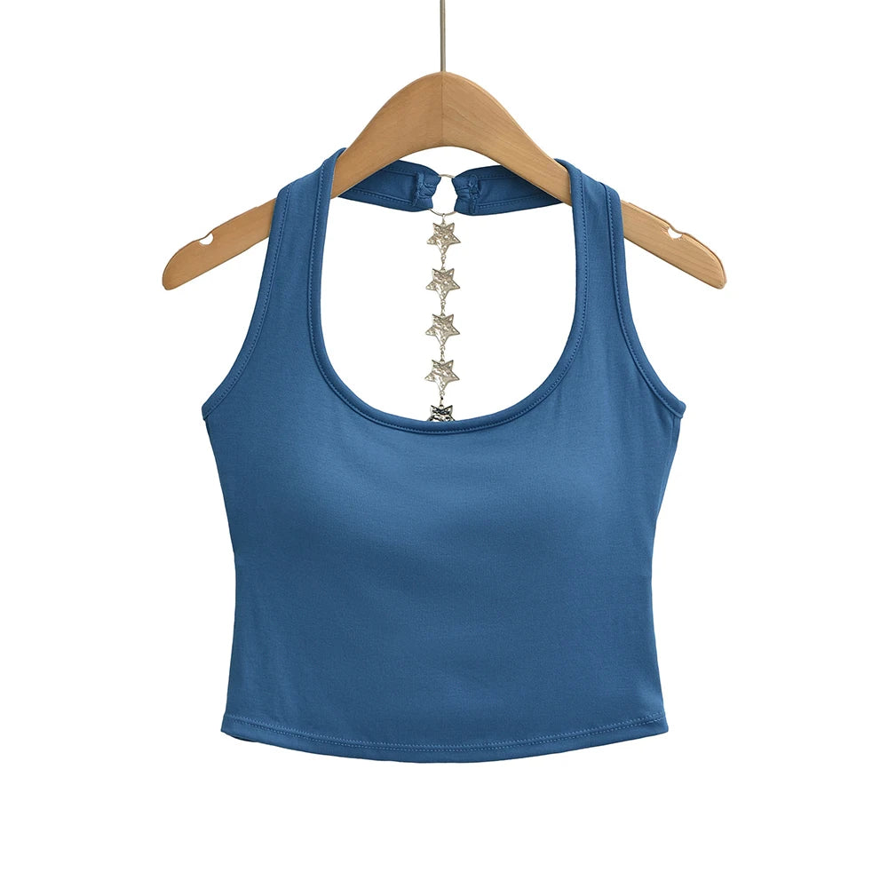 Midnight Y2K Backless Chain Cutout Strapless Tank Top