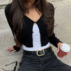 Female Cardigan Fashion Solid Long Sleeve Sexy Ribbed Casual Top