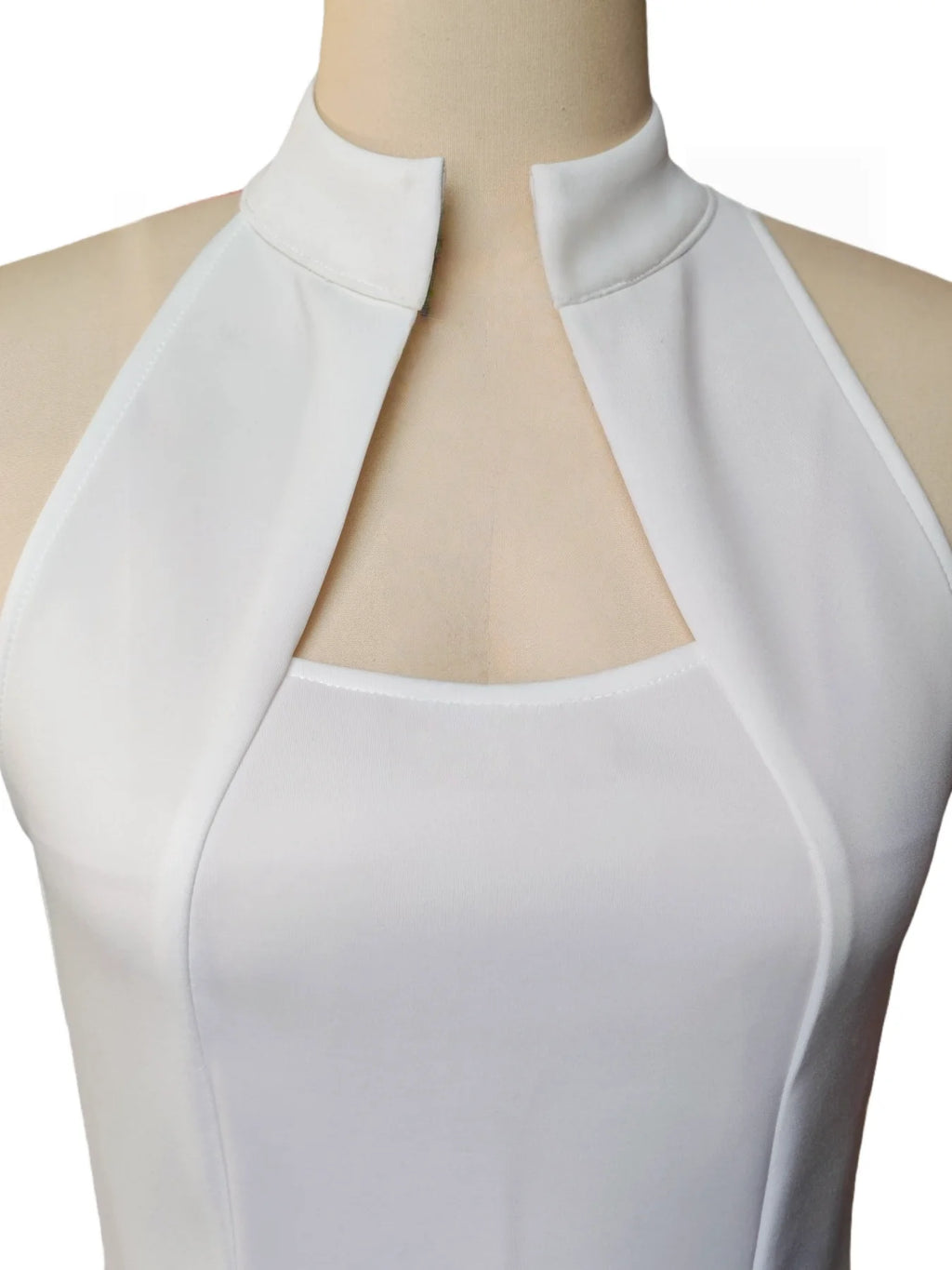 Elegant Sleeveless Gown With Stand Collar Knee Length Slim Fit