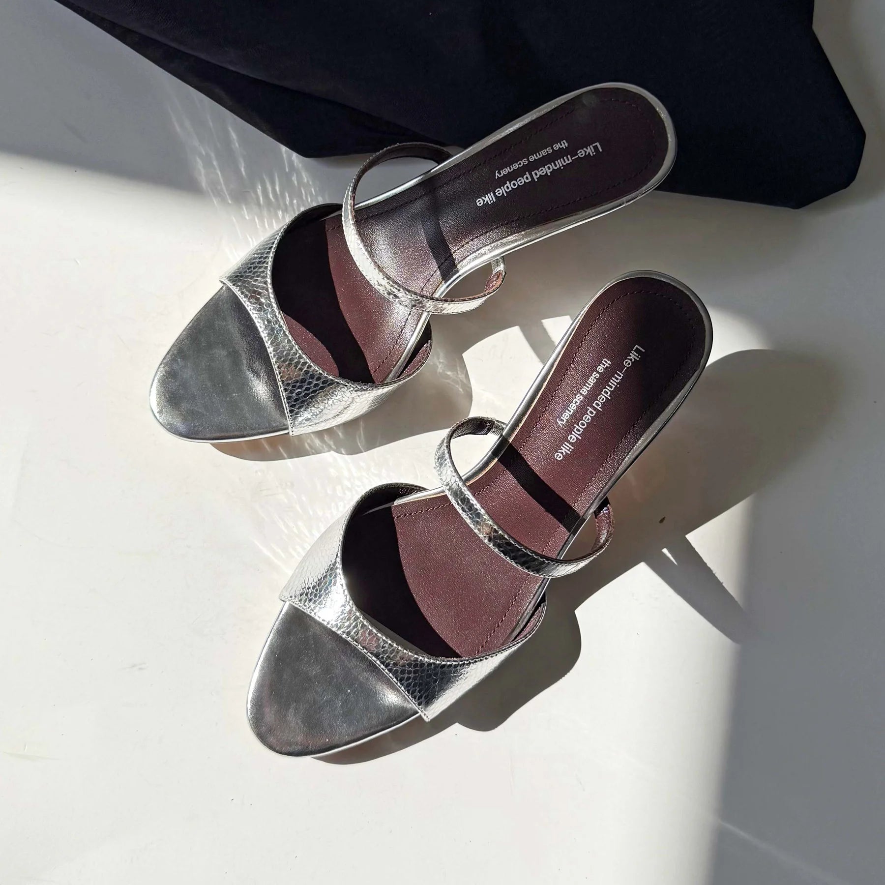 Genuine Leather Slip On Peep Toe Mules