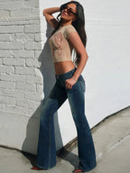 Letter Print O Neck Tee For Women Crop Top With Short Sleeves Navel Exposed Summer Street Style