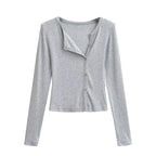 Knit Cardigan With Subtle Side Button Details