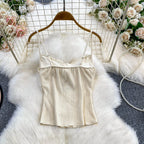 Sexy Basic Knit Lace Crop Top