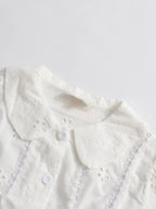 Soft Spliced Button Blouse With Lapel Collar