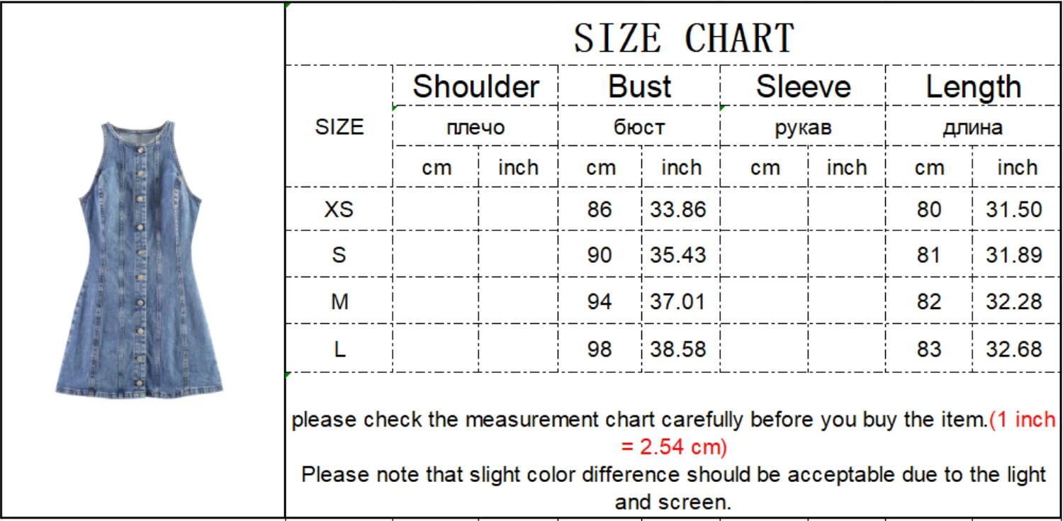 Casual Denim Mini Dress For Women Sleeveless Round Collar Single Breasted Slim Fit