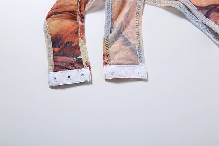 Vibrant Colorful Print Two Piece Summer Set With Sleeveless Bodysuits And Peach Shorts