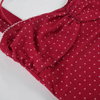 Polka Dot A Line Mini Dress With Ruched Strapless Backless Silhouette