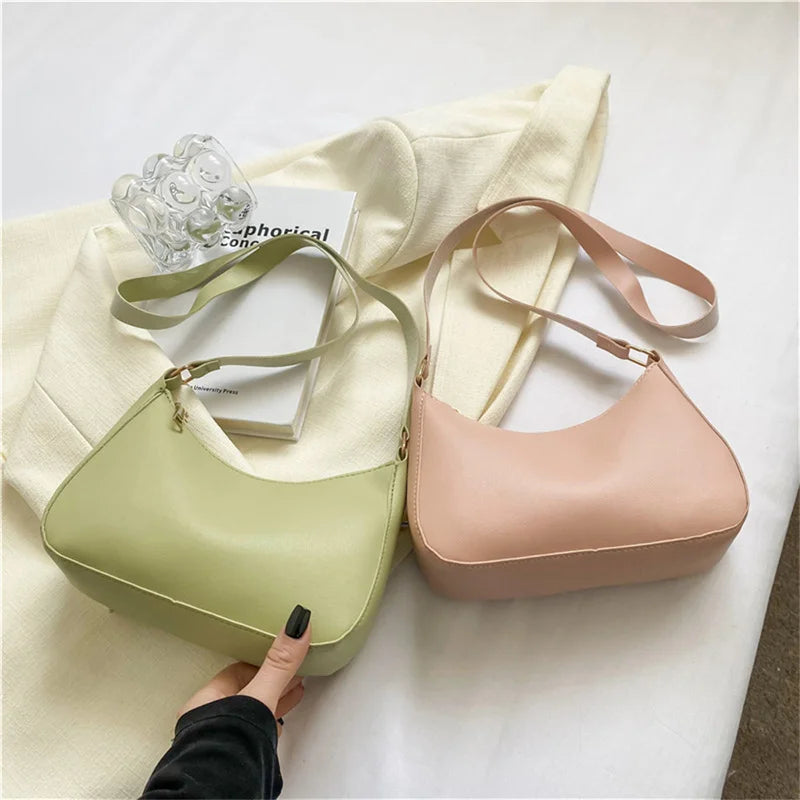 Solid Color Square Handbag Minimalist Crossbody Underarm Bag