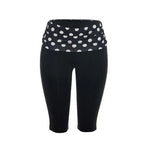 Patchwork Polka Dot Print Two Piece Set With Backless Halter Crop Top And Pleated Waist Capri Pants