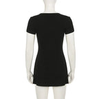 Knitted Strapless Mini Dress With V Neck Chic Street Style