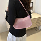 Retro Solid PU Leather Shoulder Bag For Women Chic Casual Hobo