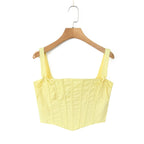 Sunny Chic Yellow Crop Cami Top With Back Zipper Slim Fit
