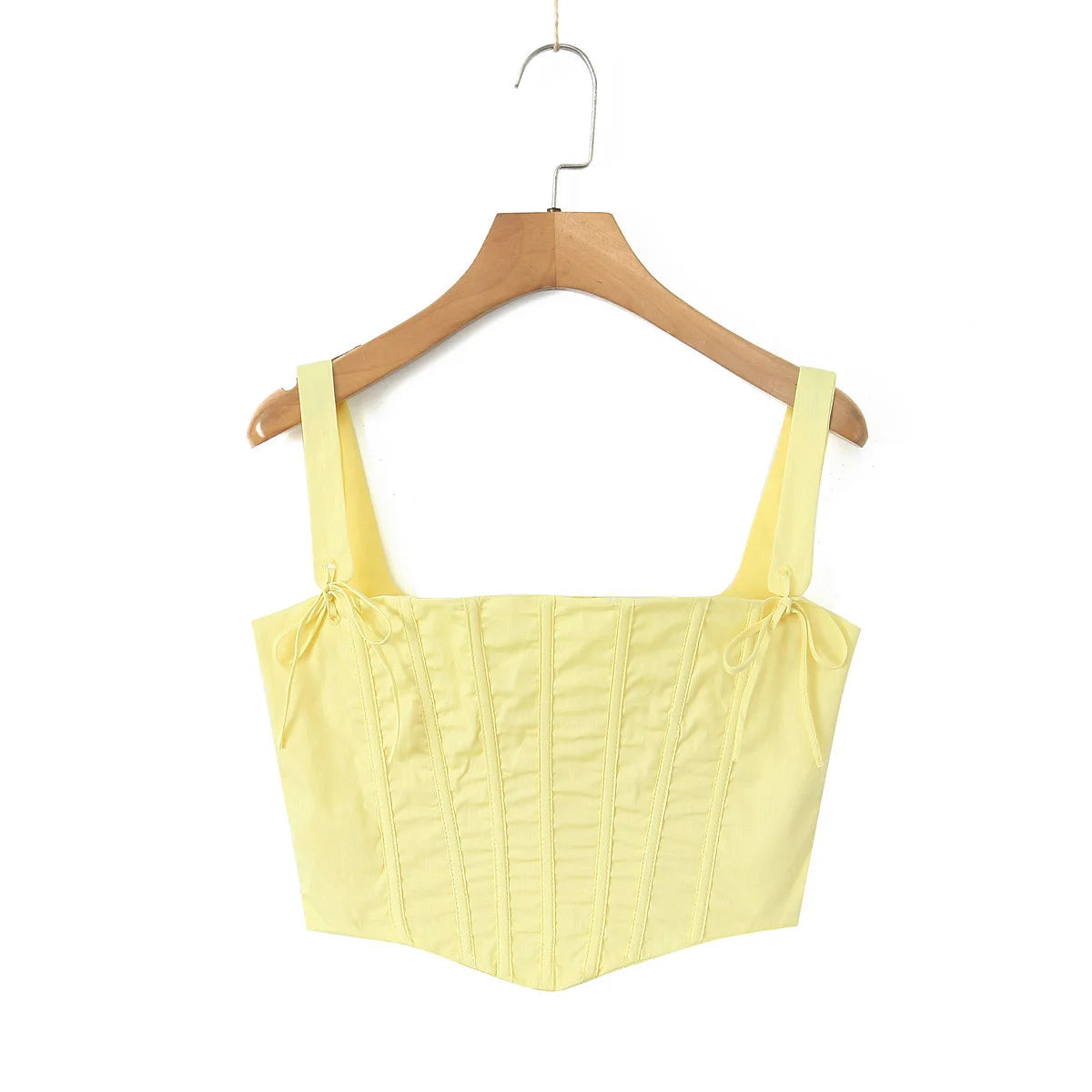 Sunny Chic Yellow Crop Cami Top With Back Zipper Slim Fit