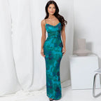 Backless Dress With Spaghetti Strap And V Neck