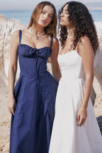 Spaghetti Strap Maxi Dress With Wrap Bow Lace Up Front Elegant Long Gown