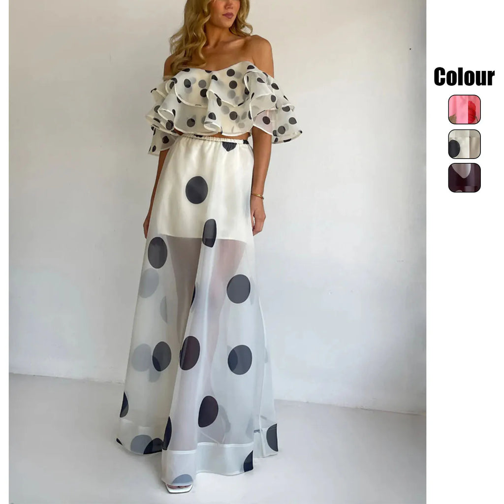Sexy Print Asymmetrical Hem Long Skirt Set Fashionable Sleeveless Women's Polyester Fabric Casual Leisure Suit