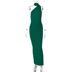 One Shoulder Backless Ruched Dress
