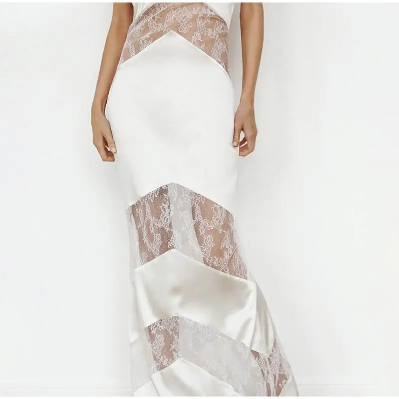 Lace See Through Sling Maxi Dress Evening
