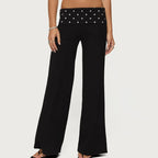 Casual Wide Leg Sweatpants Fold Over Waist Low Rise Flare Yoga Lounge