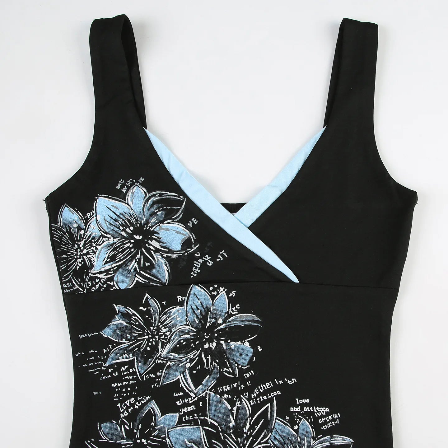 Retro Vintage Floral Camisole With Bold Color Block Strappy Design