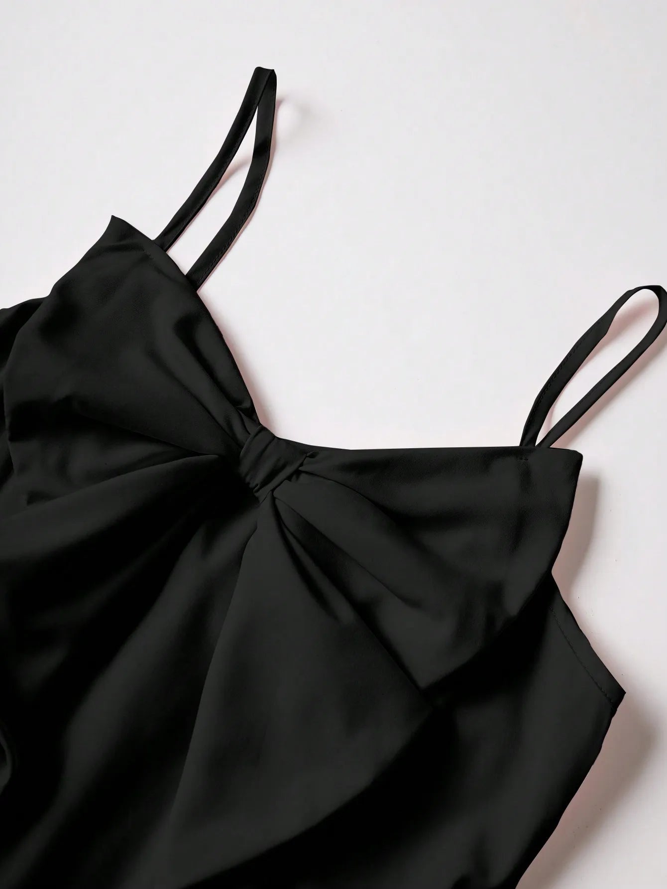 Chic Cinched-Waist Three-Layer Ruffle Bow Suspender Dress