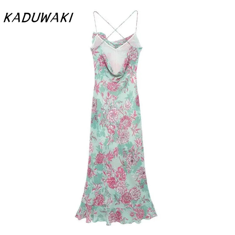 Fairy Garden Coquette Style Floral Print Dress For Women Knee Length