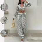 Breezy Ruffle Set With Lightweight Top And Flowing Trousers Casual Style