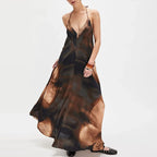Backless Tie Dye Maxi Beach Dress With Halter Neck