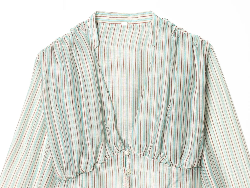 Striped Shirt With Flattering Fit Waist V Neck