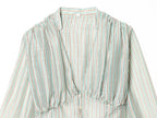 Striped Shirt With Flattering Fit Waist V Neck