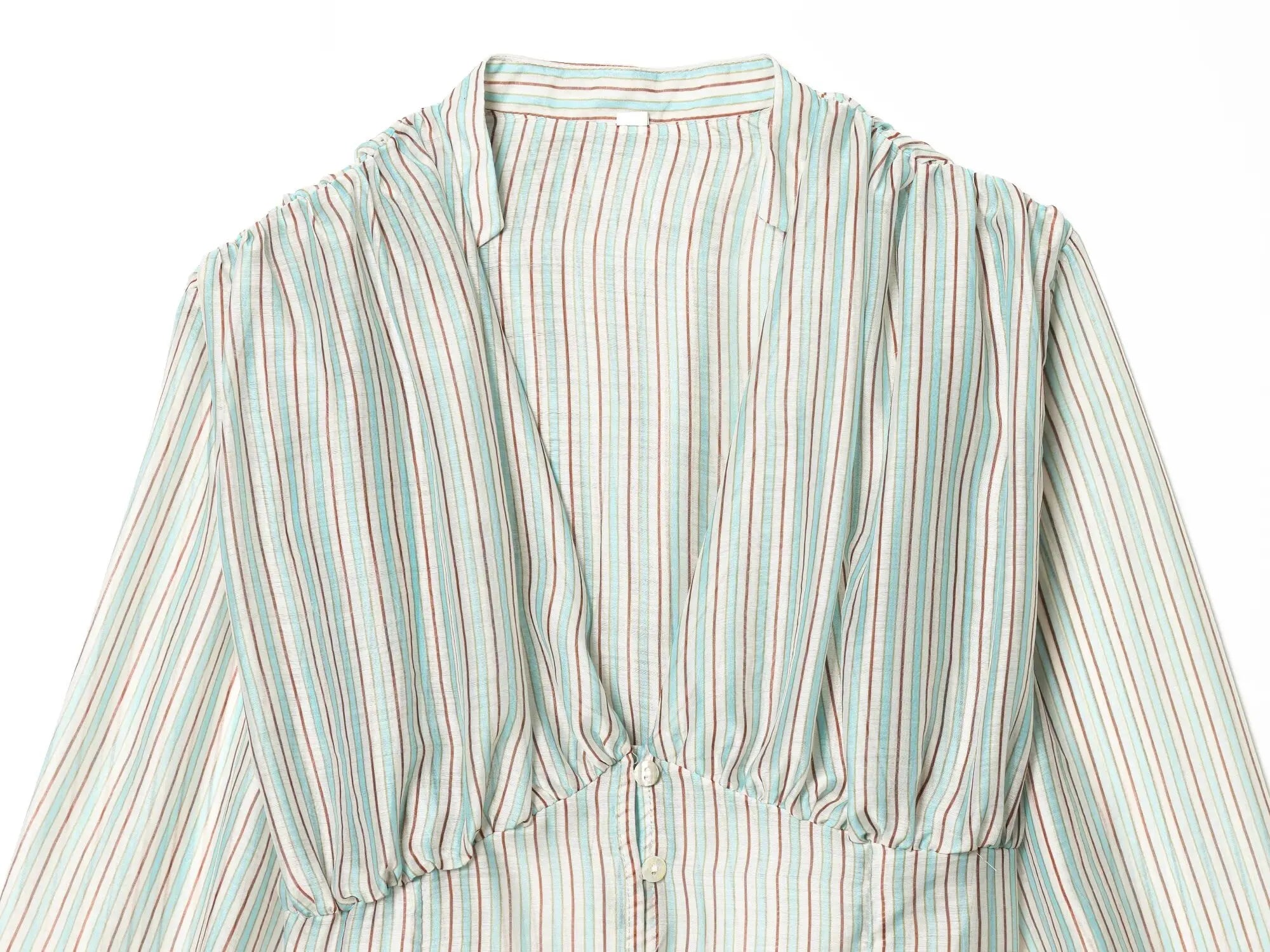 Striped Shirt With Flattering Fit Waist V Neck
